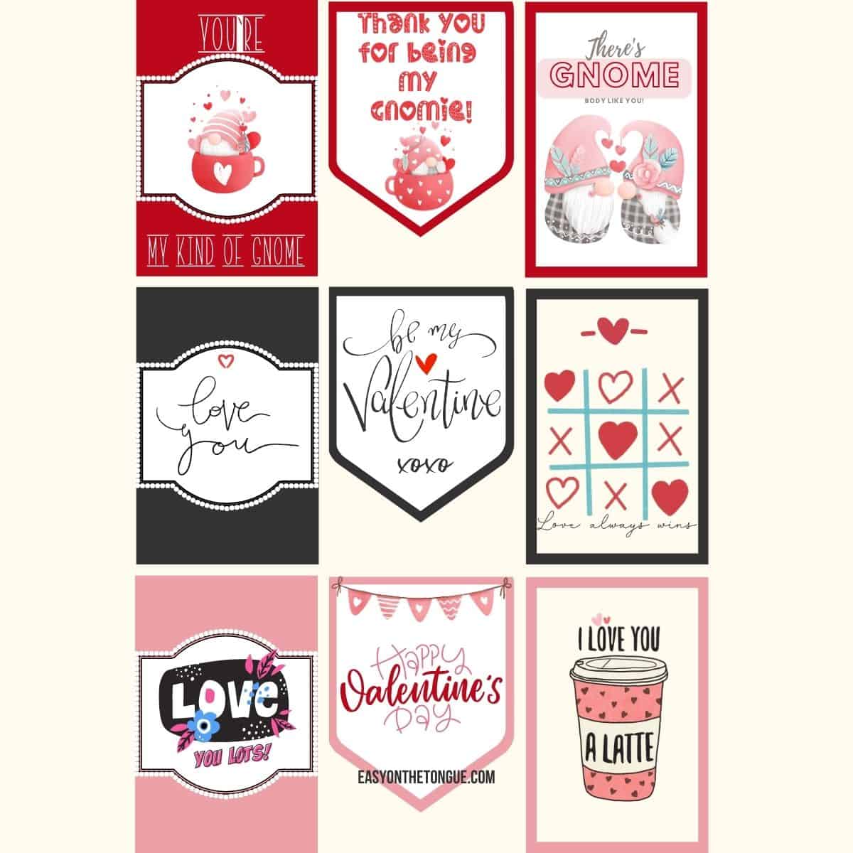 download and print free multicolored valentine tags